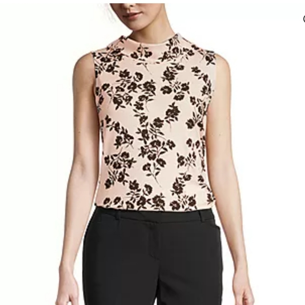 Liz Claiborne woman's Blouse in black and peach color size small